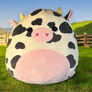 Squishmallows Squish Colin the Moo Cow Plush 16” Stuffed Holstein Black White